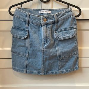 Denim mini skirt, high waist